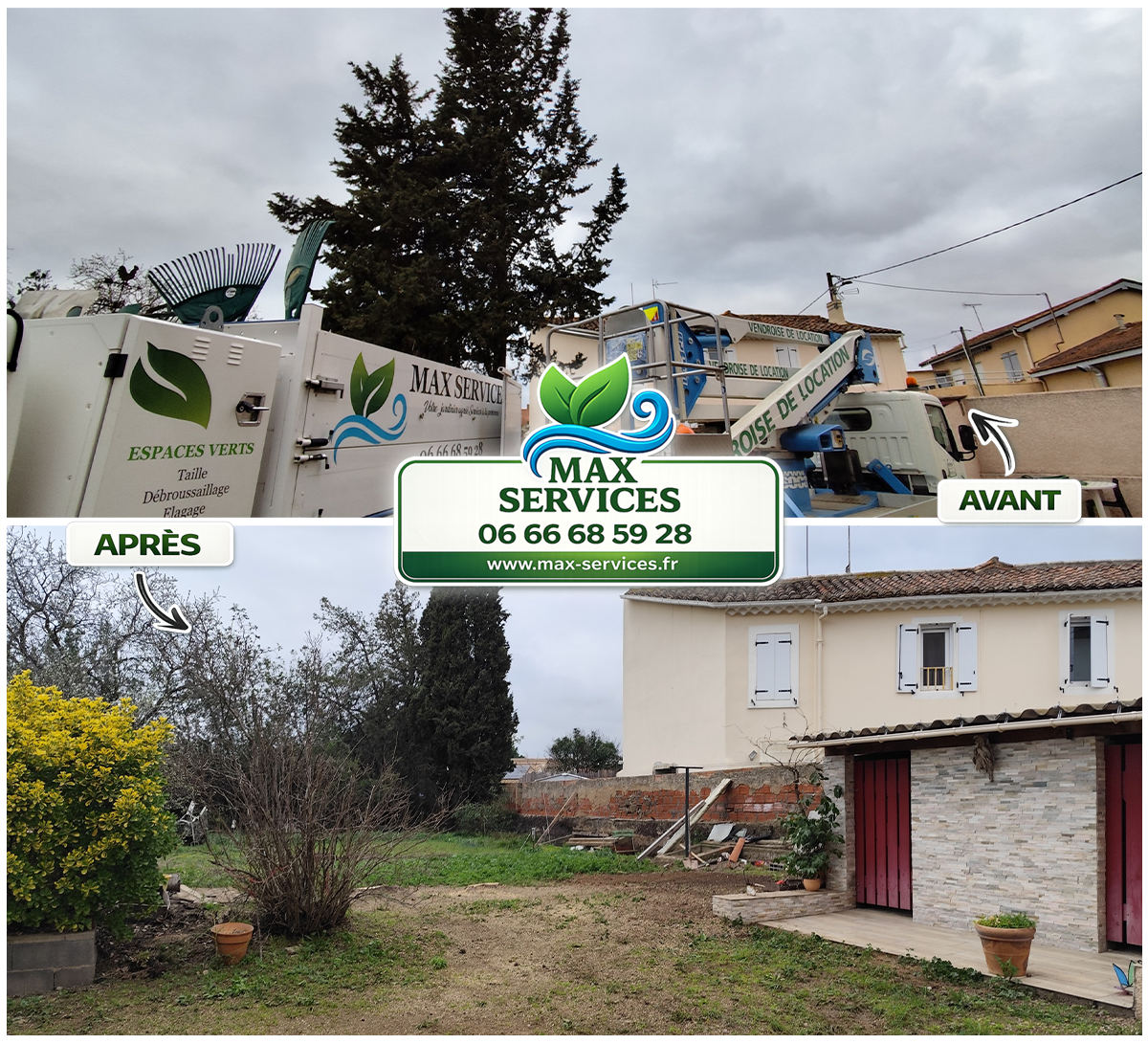 Abattage de 3 cyprès et dessouchage